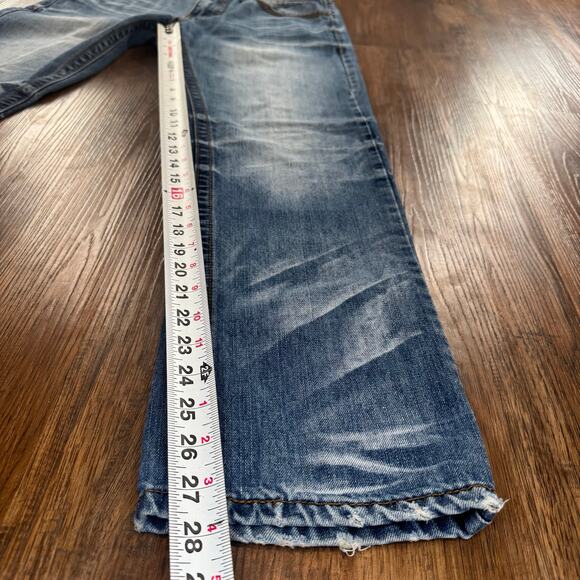 CJ Black Premium Indian Skull Jeans 28/30 Relaxed Straight distress leather trim - Picture 8 of 10